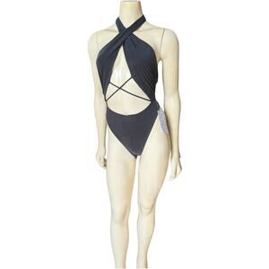 NEW Urban Outfitters Out From Under CrissCross Thong Sexy Black Bodysuit S Small